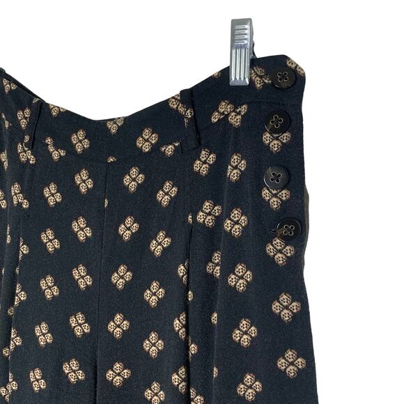 ELEVENSES Printed Crop Trouser Pants High Rise Wide Leg Lightweight Black Size 2 - Picture 3 of 8